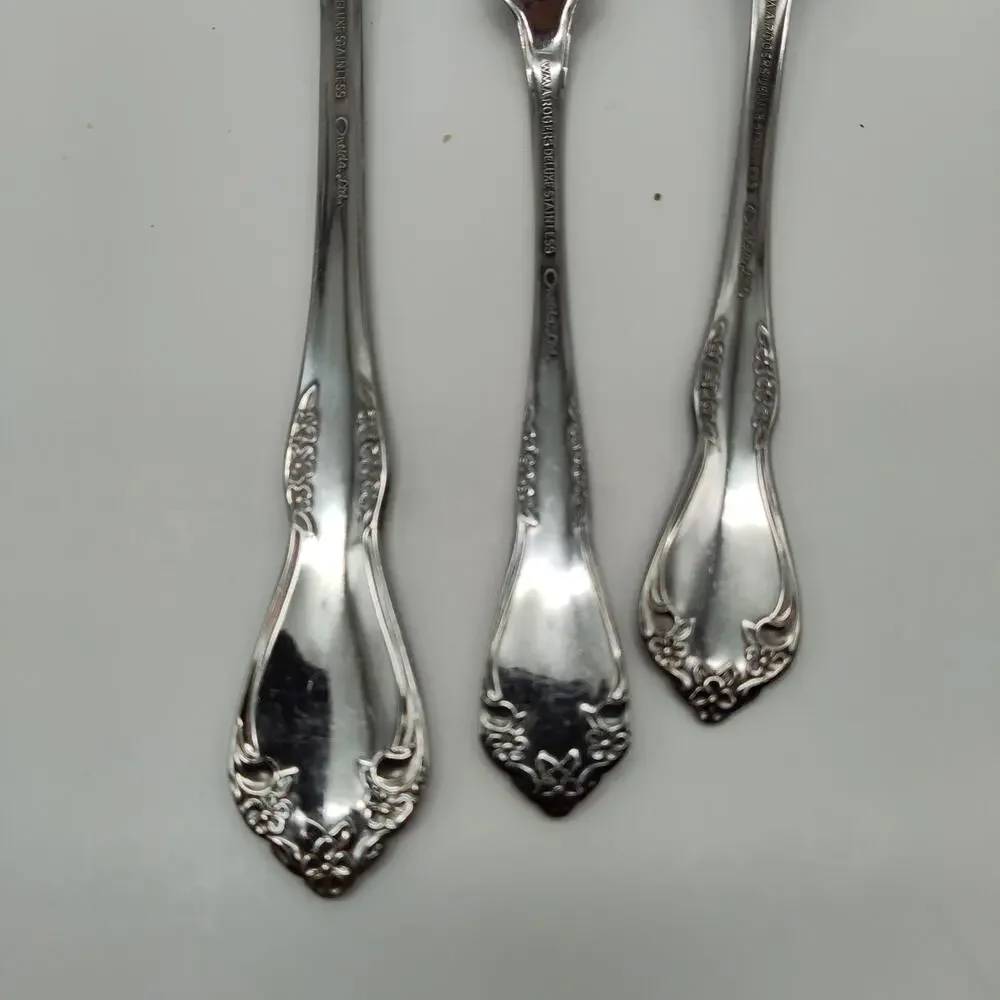 3X Serving Oneida Wm Rogers Mansfield Amadeus Fork Spreader Spoon Stainless